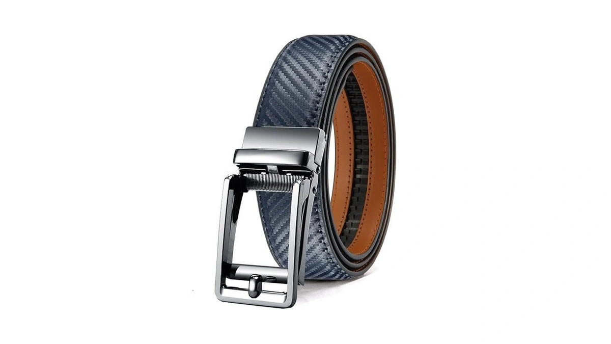 Doopai Men's Ratchet Leather Dress Belt, 1 3/8" Wide, Blue,