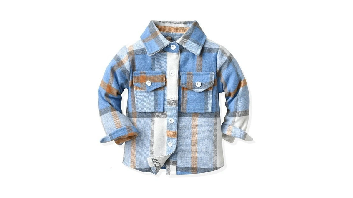 Roqiome Blue Long Sleeve Plaid Shirts For Little Boys Button