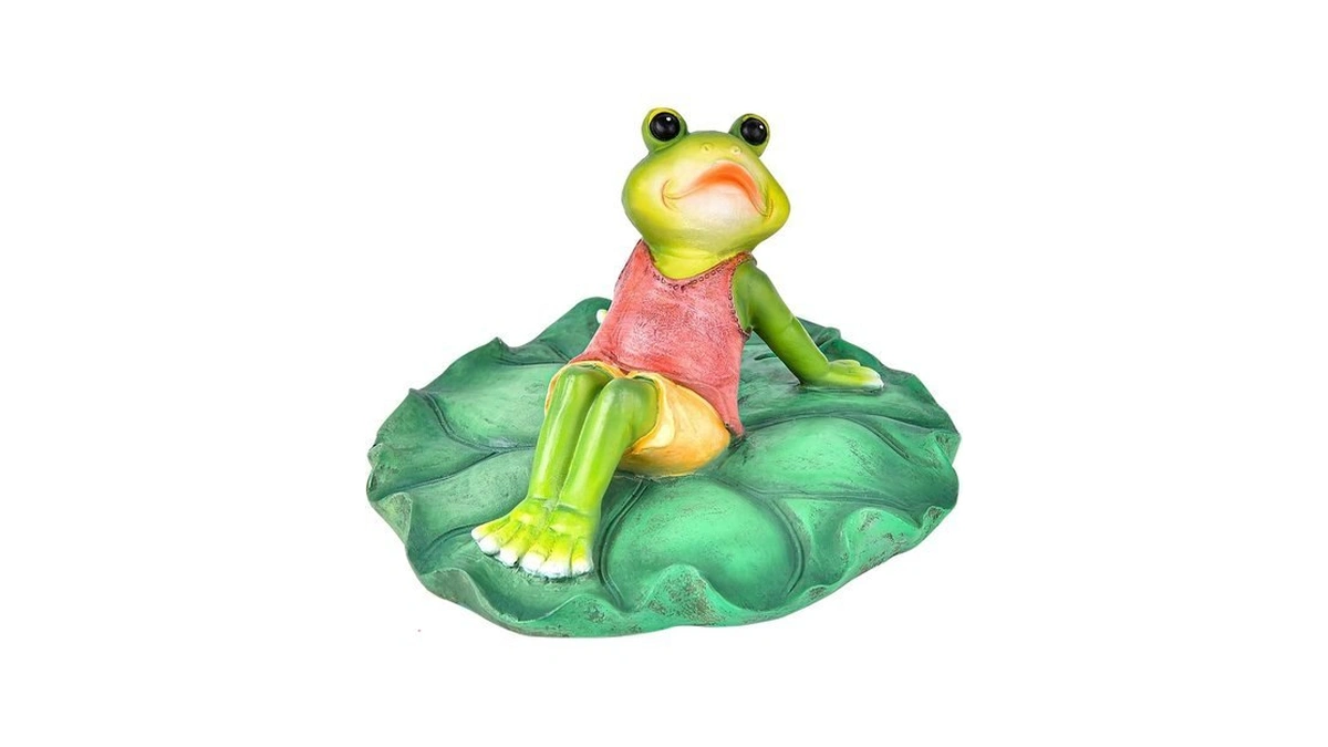 Sungmor Floating Resin Frog Figurine On Lotus Leaf, Pond Decor