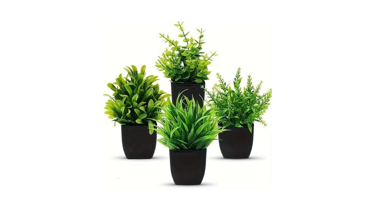 1pcartificial Faux Plants, Simulated Potted Realistic Green Eucalyptus, Home Office
