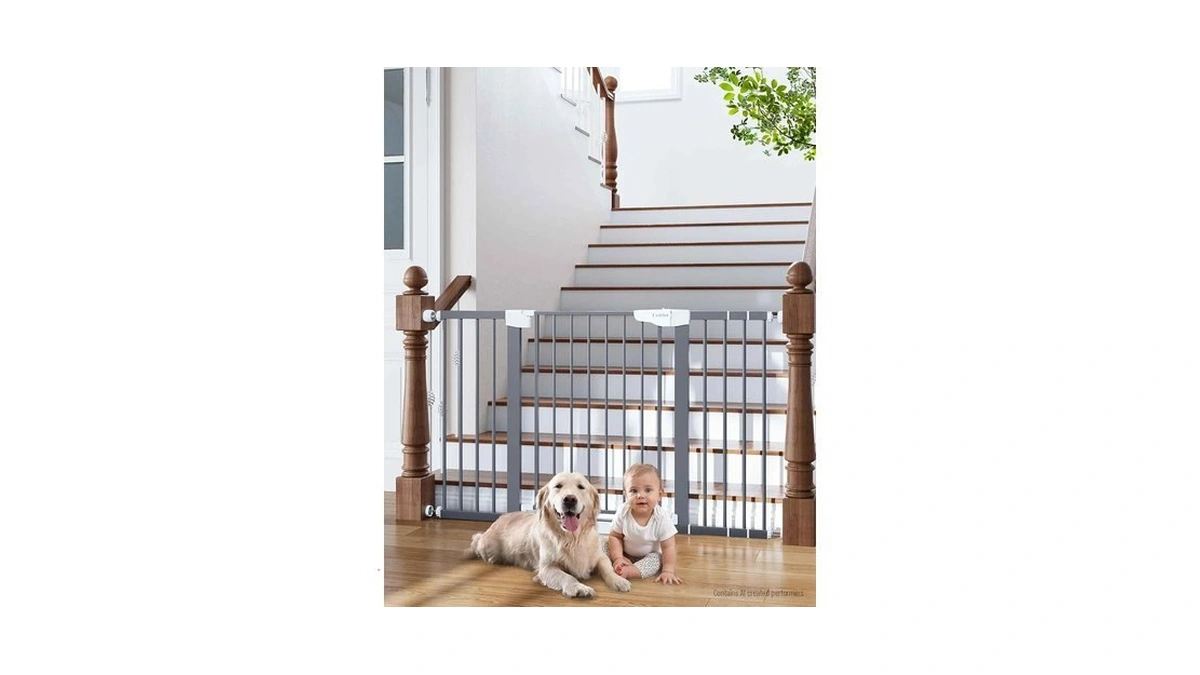 Cumbor 29.7-54.2" Wide Baby Gate, Auto-close Dog Gate Indoor Gray
