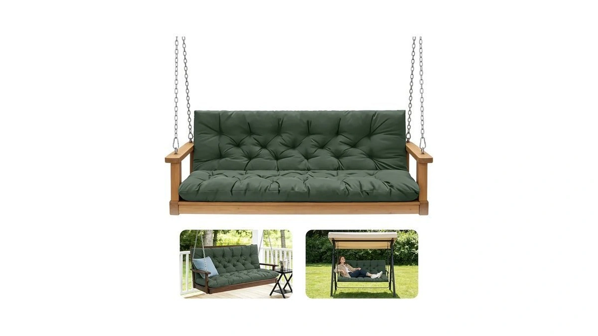 Gpqawer Porch Swing Cushions,outdoor Cushions 3 Seater Replacement With Backrest,