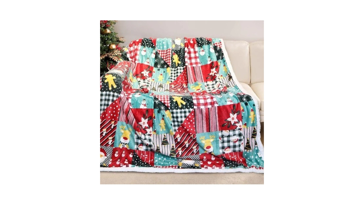 Gogreen Christmas Sherpa Fleece Throw Blanket For Couch Bed Sofa