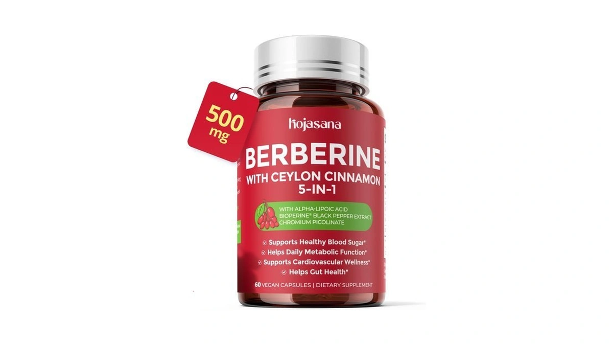 Hojasana 5-in-1 Berberine 500mg With Ceylon Cinnamon, 60 Vegan Capsules