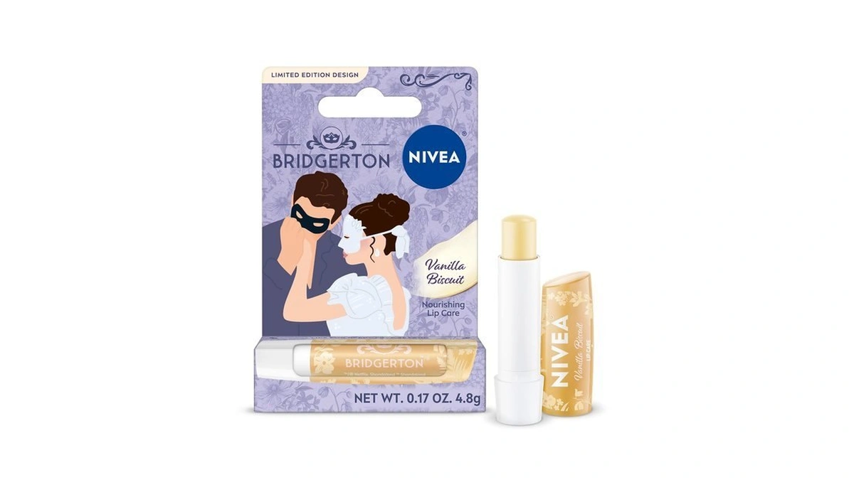 Nivea Vanilla Biscuit Lip Care, Bridgerton Design Lip Balm, 0.17