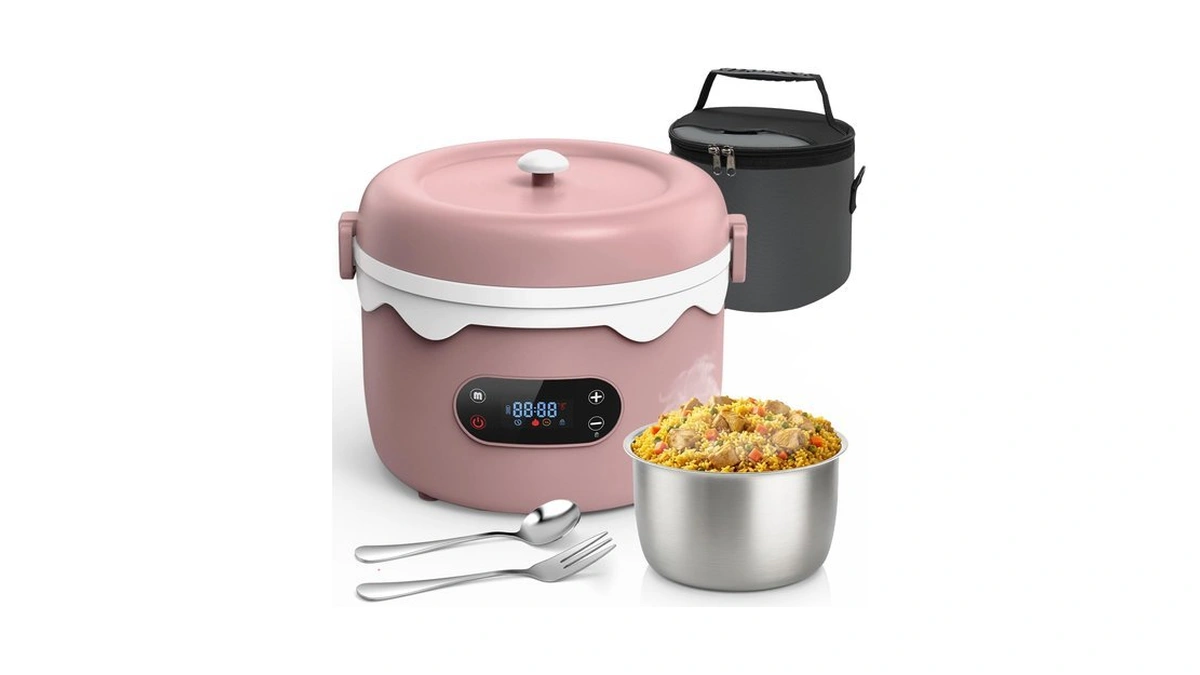 Fruthiery Cordless Electric Lunch Box, 1.1l Rechargeable, Pink