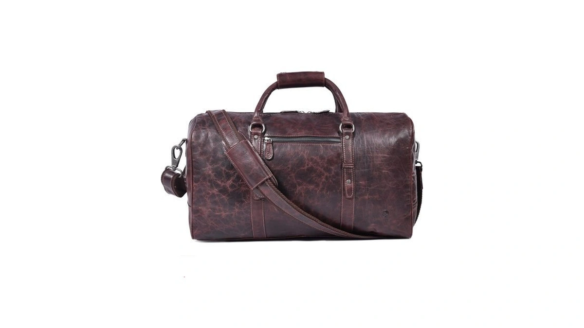 Leather Duffel Bag For Men & Women Travel, Weekend, Overnight,
