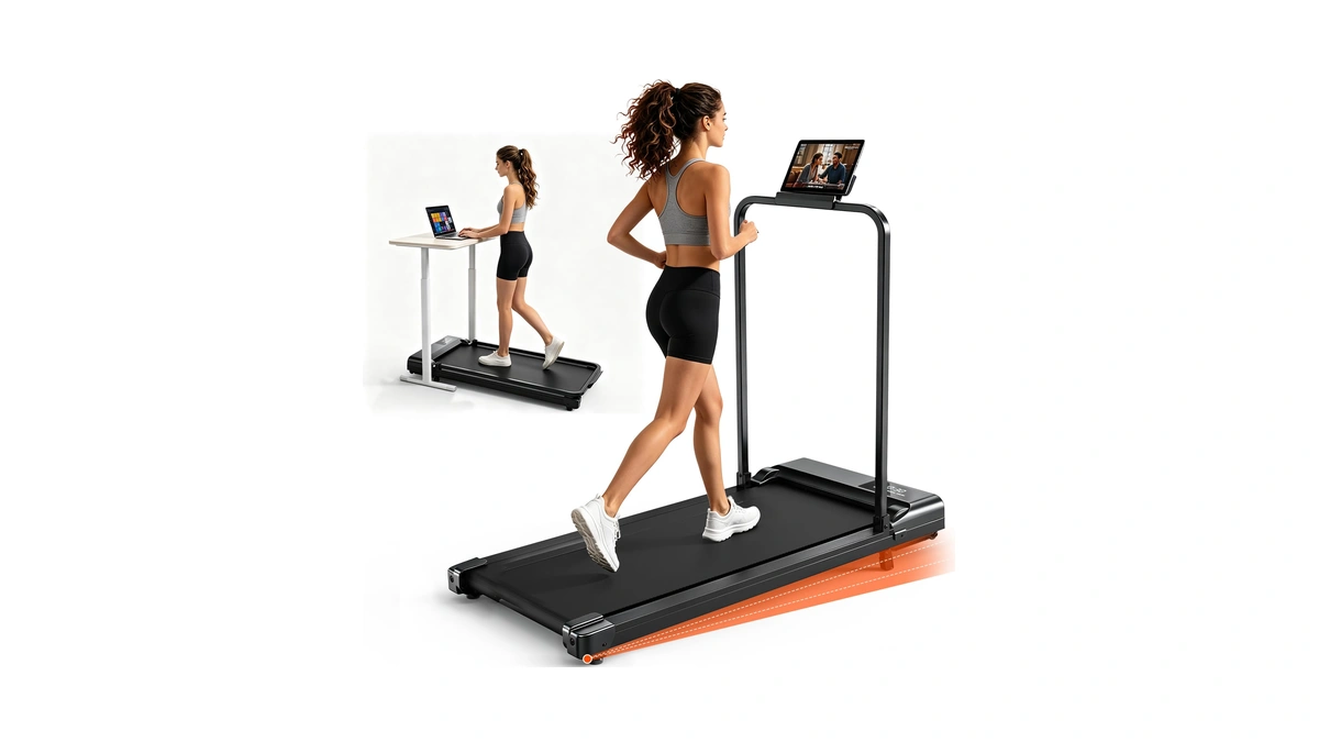 Icyloot Walking Pad Treadmill With Incline And Handle Bar For