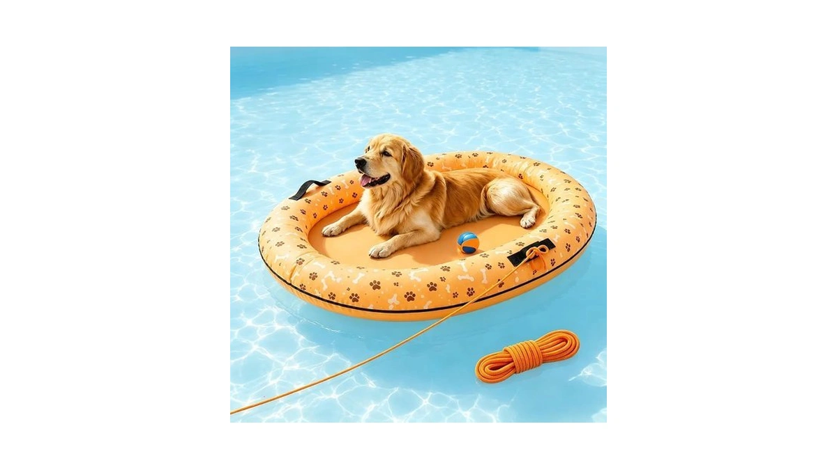 Dog Pool Float With Rope, 55" X 35" Inflatable Dog