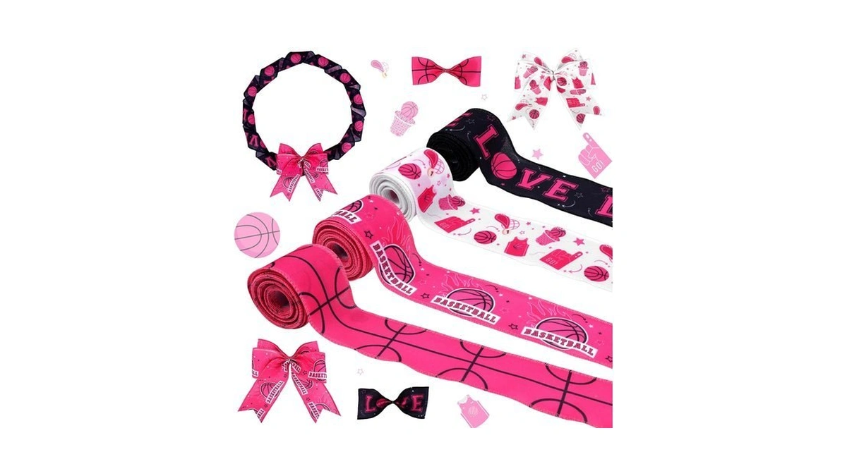 Diartpaint Basketball Party Decorations Pink Basketball Ribbon For Wrapping Gifts