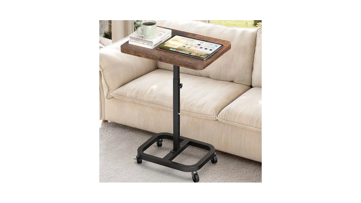 Adjustable Height Mobile Tv Tray Table，portable Laptop Desk For Eating