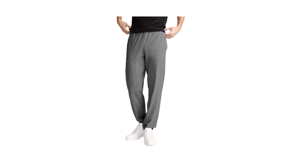 Champion Men's Lightweight Cinched-bottom Lounge Pants, Granite Heather, Medium