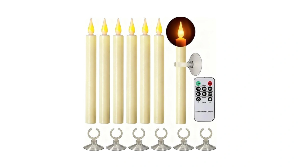 Abmtech Flameless Window Candles With Timer Remote (6 Pack)