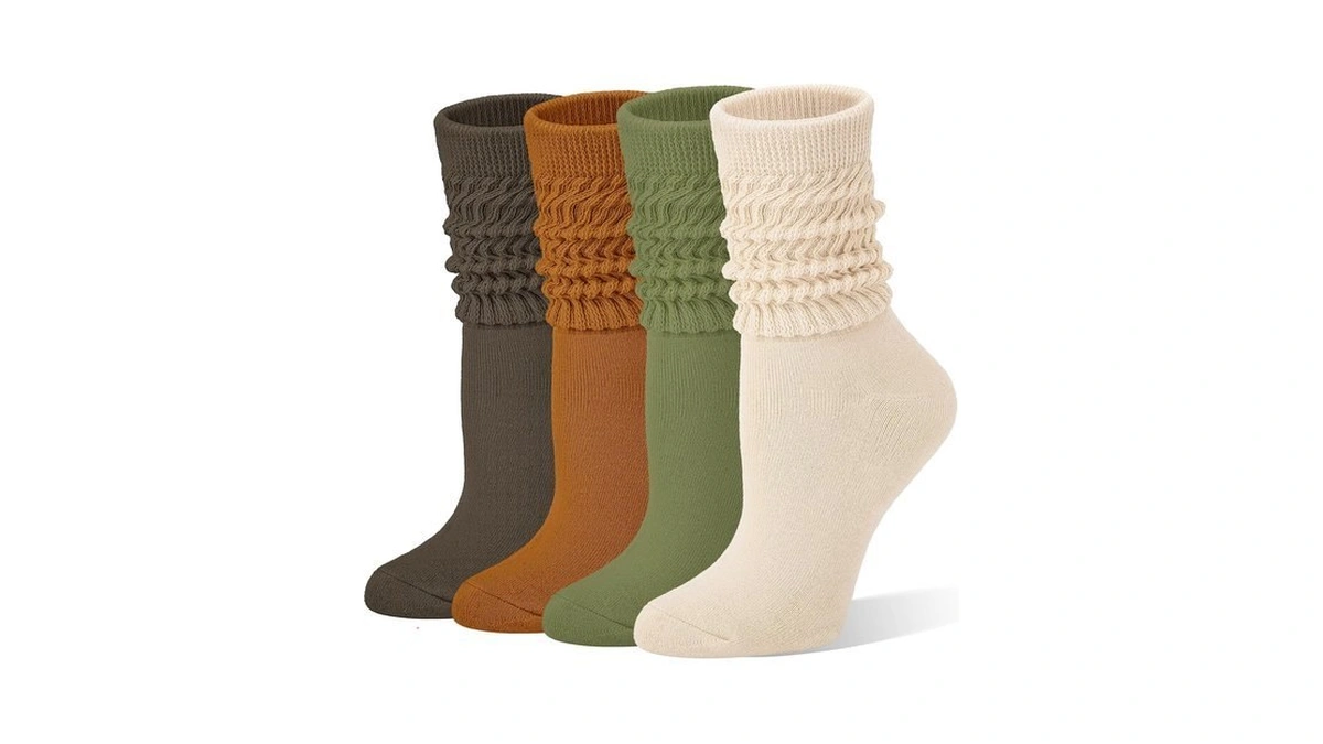 Justay 4 Pairs Slouchy Socks For Women, Cotton Slouch Socks