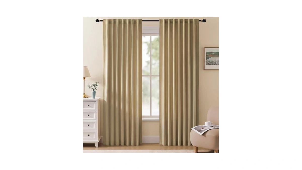 Miss Seletex Velvet Beige Drapes Light Blocking Curtain For Living