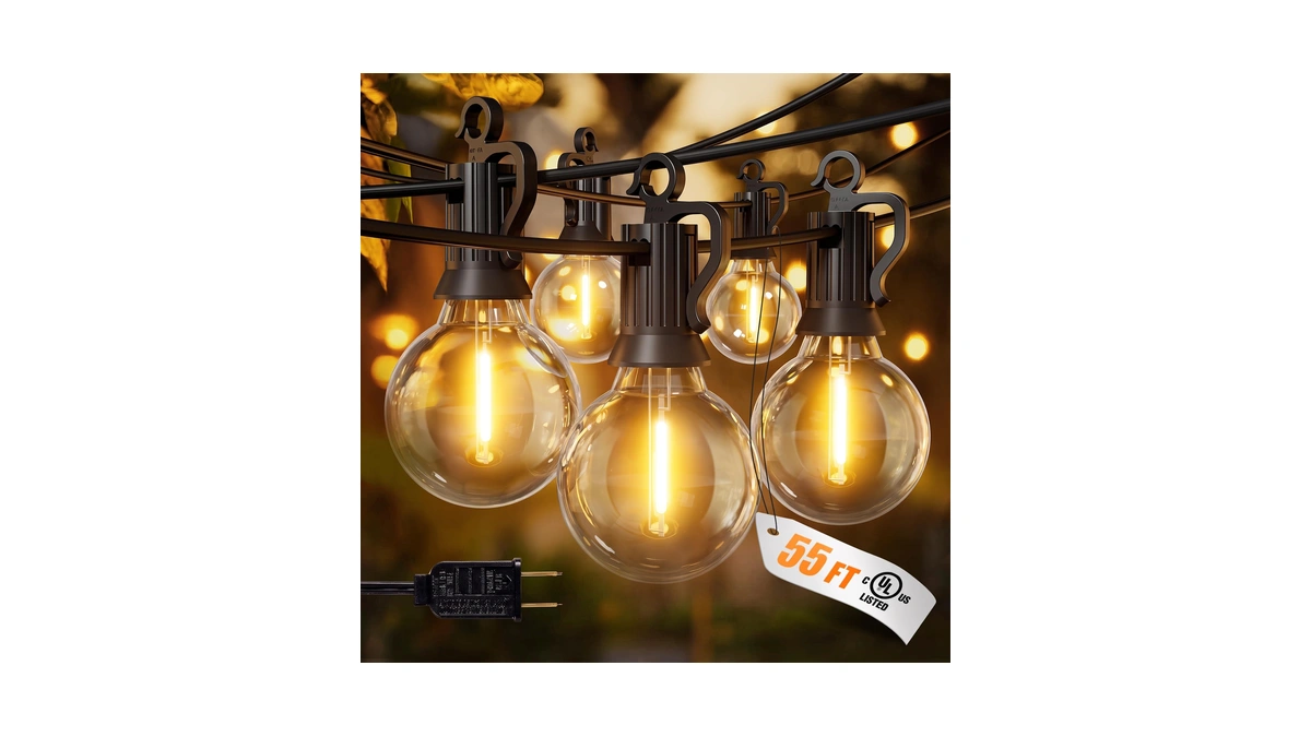 Outdoor String Lights, 55(50+5) Ft 25 Bulbs Ip65 Waterproof Patio