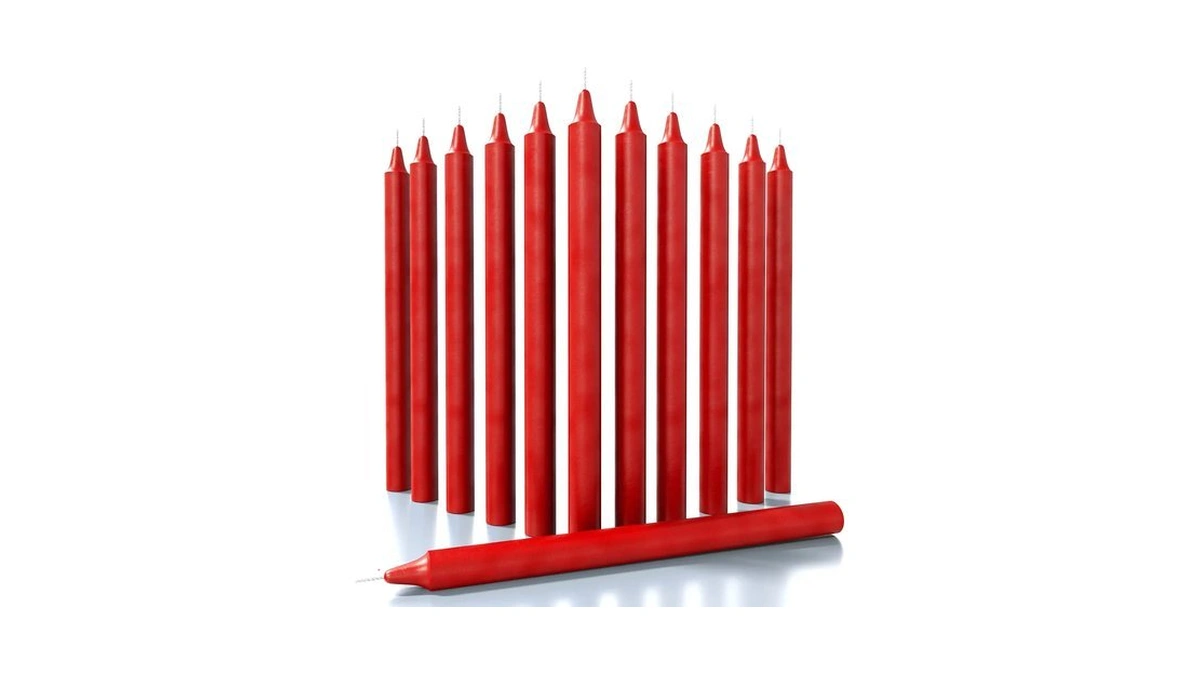 Candwax Red Taper Candles Pack Of 12 - Slow Burning