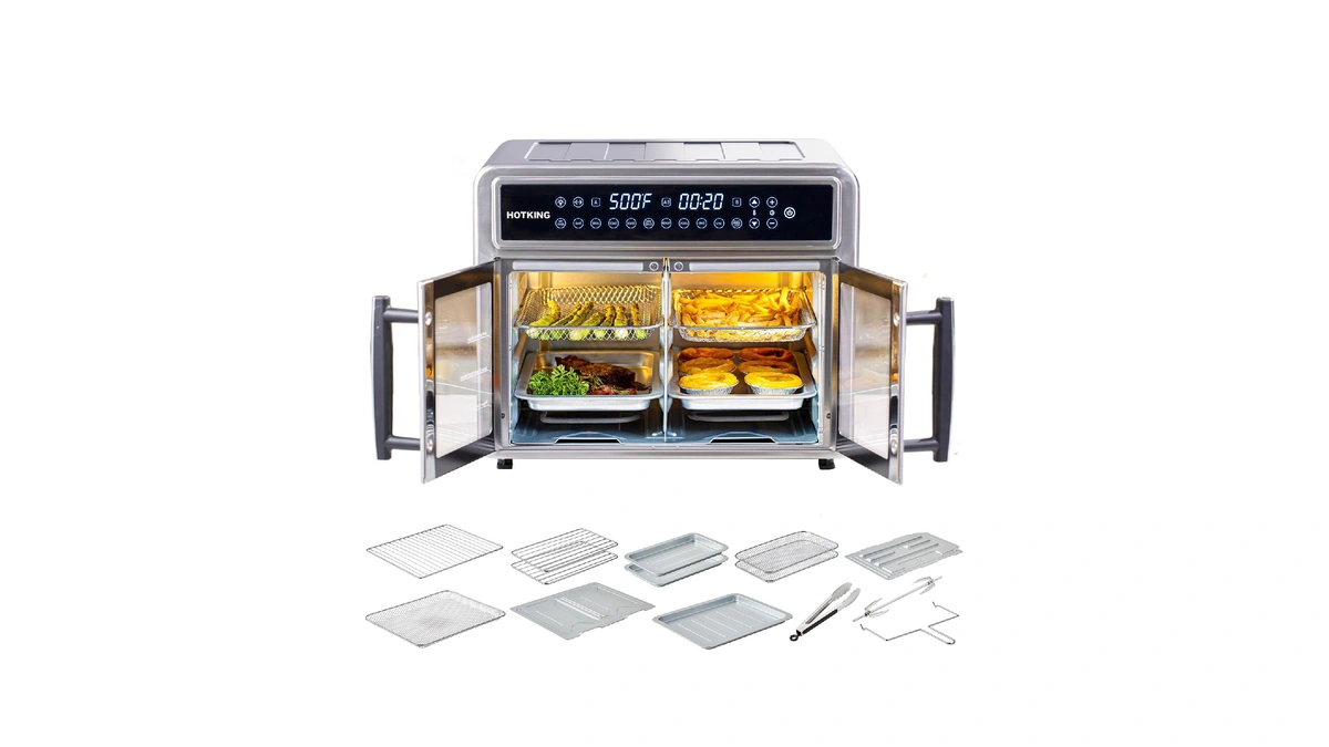 Hotking Dual-zone Air Fryer Toaster Oven Combo, 28 Qt Xl