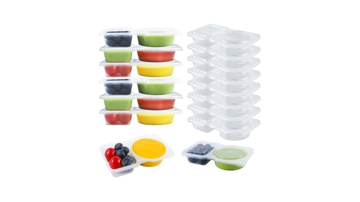 Eiofg Packaging 40 Pack 4.5 Oz Double Compartment Condiment Container