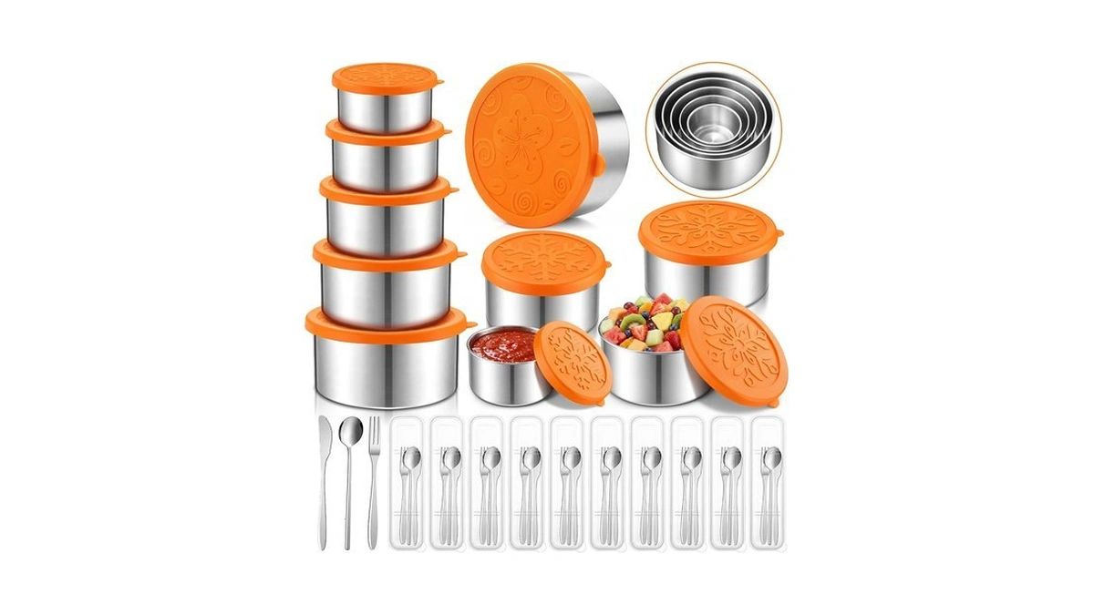 Acellegic 60 Pcs Stainless Steel Snack Containers Set, Metal Lunch