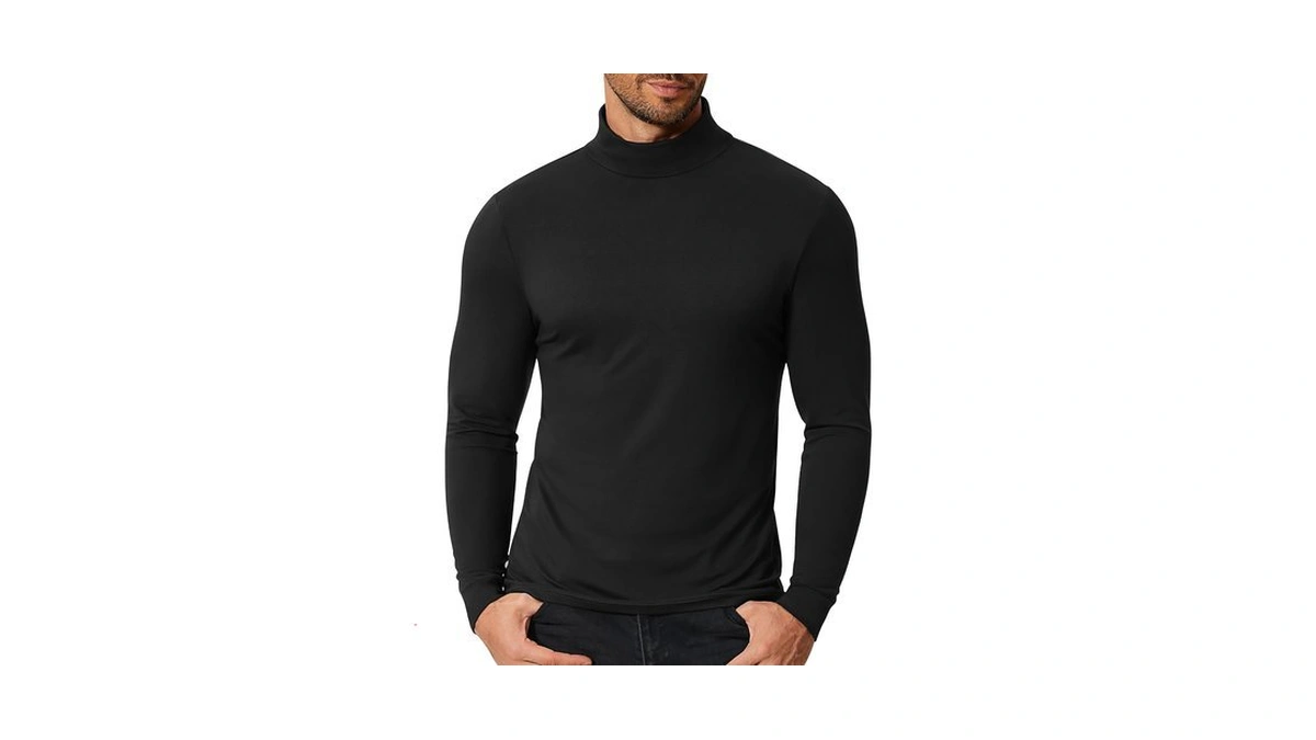 Coofandy Mock Turtleneck For Men Solid Color Stretchy Pullover T-shirts