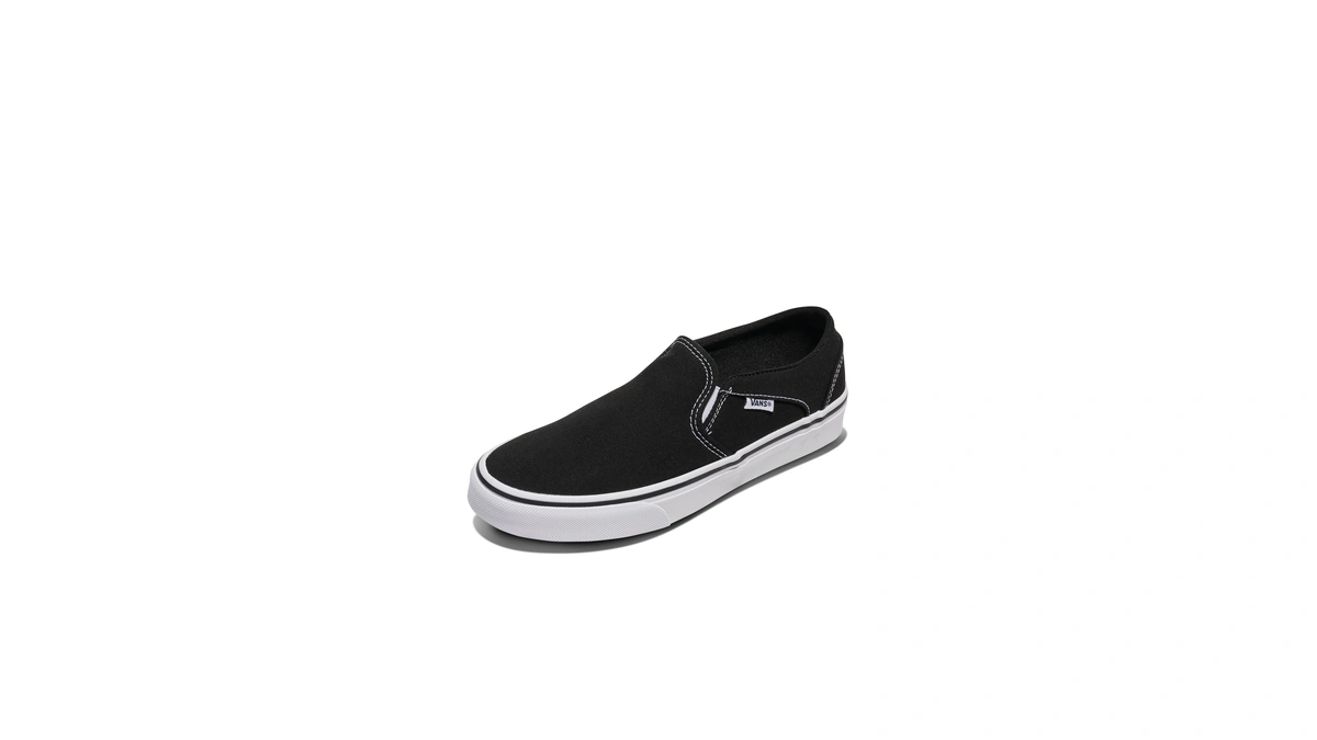 Vans Women's Asher Slip-on Shoe, Canvas Black/white, 7