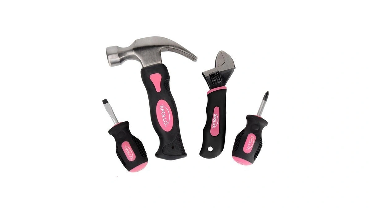 Apollo Tools 4 Piece Stubby Tool Set, Pink Dt0240p