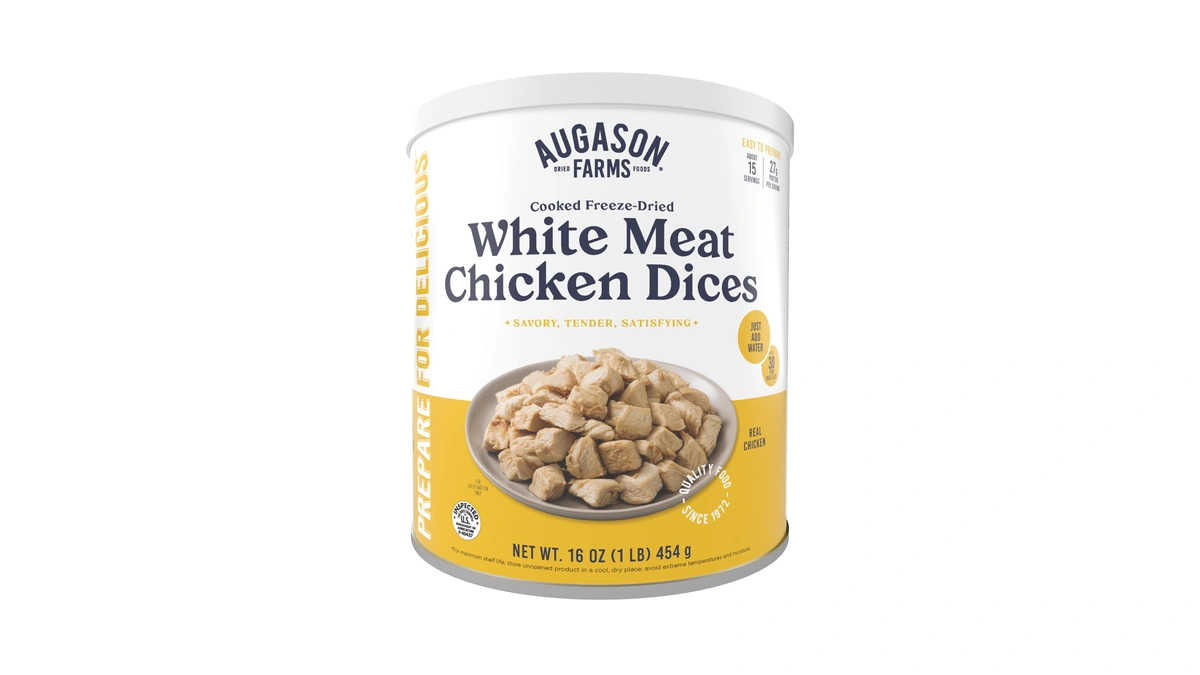Augason Farms Cooked Freeze Dried White Meat Chicken Dices Can