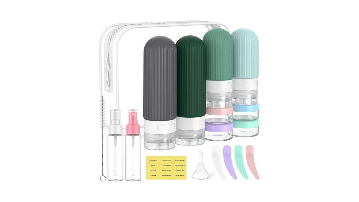 Me.fan Travel Bottles For Toiletries,18 Pack Silicone Portable Size Bottle,