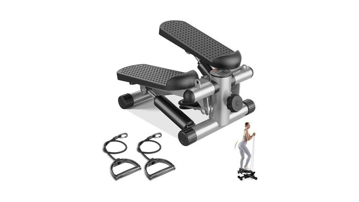 Sweetcrispy Mini Stair Stepper With Resistance Bands, Hydraulic Home Stepper