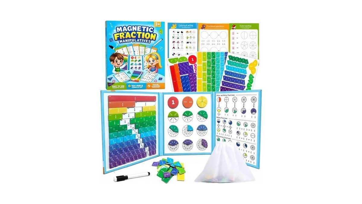 Magnetic Fraction Playbook With 164 Pcs Fraction Tiles And Circles