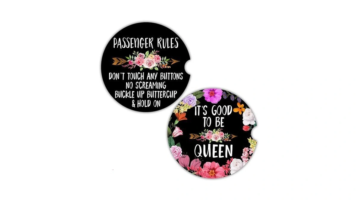 Funny Car Coasters For Cup Holders - 2 Pack Cute