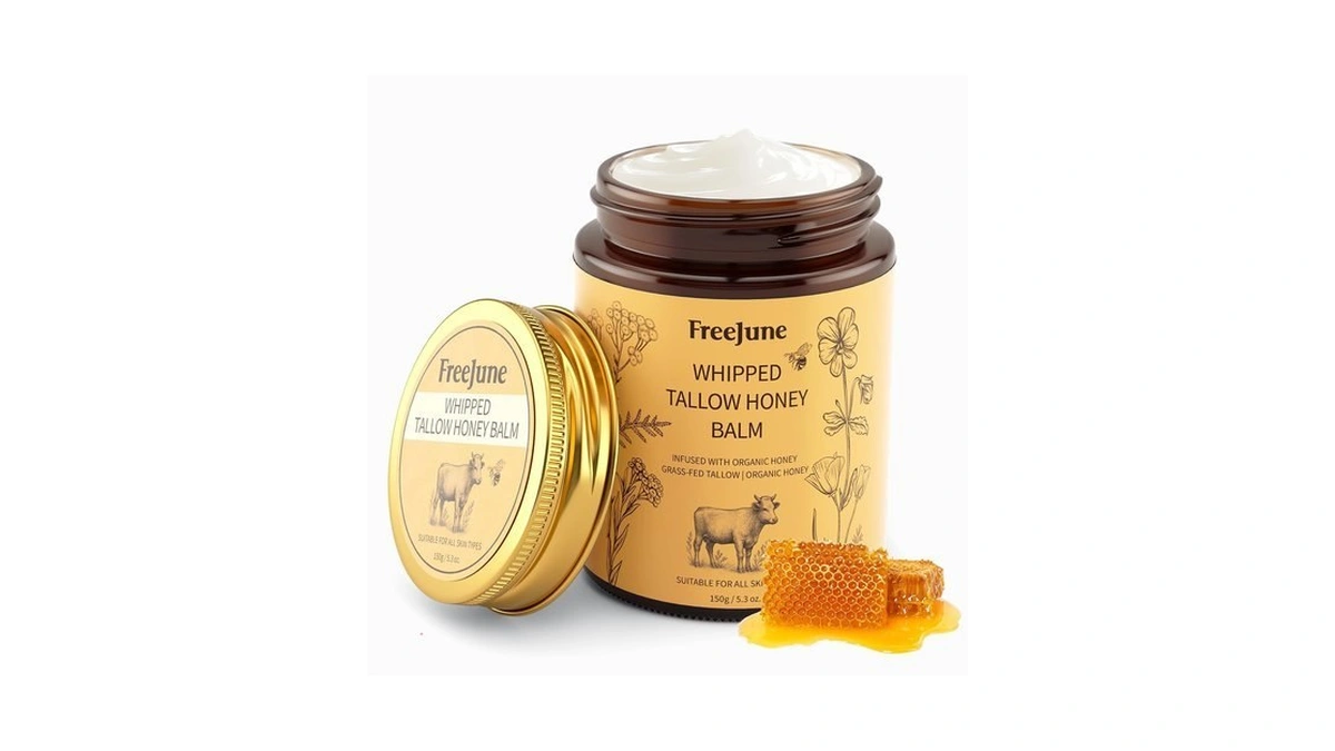 Freejune Beef Tallow For Skin, Tallow And Honey Balm, 5.3