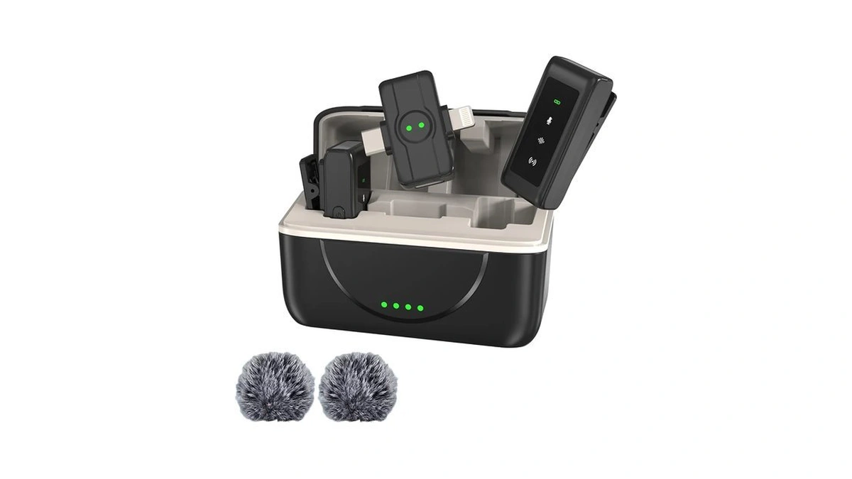 Panamalar Wireless Lavalier Microphone, Mini Clip-on Lapel Mic With Charging