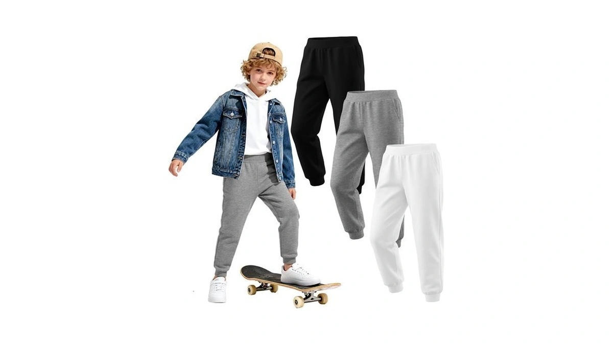 Lessonzoo 3 Pack Boys' Sweatpants Toddler Athletic Elastic Waist Pants