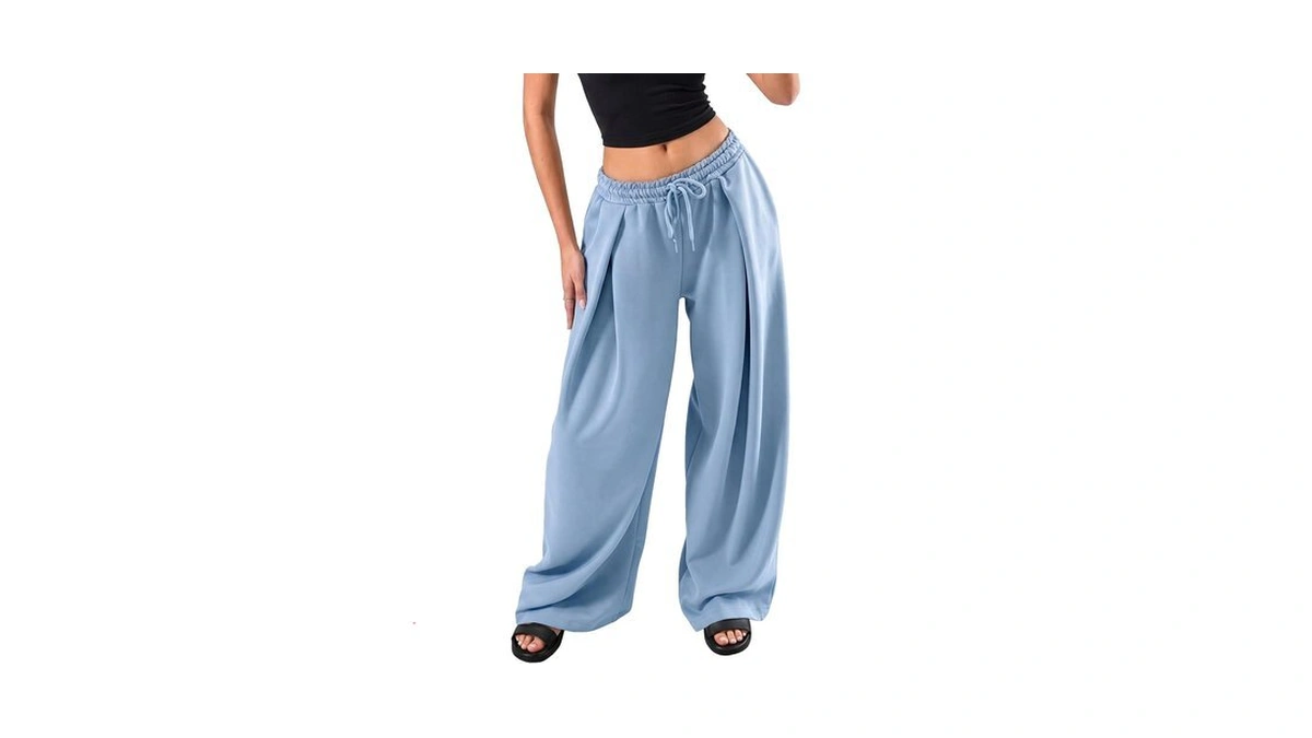 Fisoew Womens Wide Leg Sweatpants Baggy Drawstring Waist Casual Long