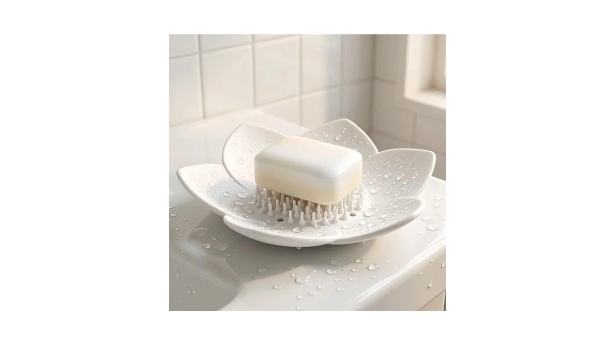 White Lotus Shower Steamer Trays, Silicone Soap Holder With Self