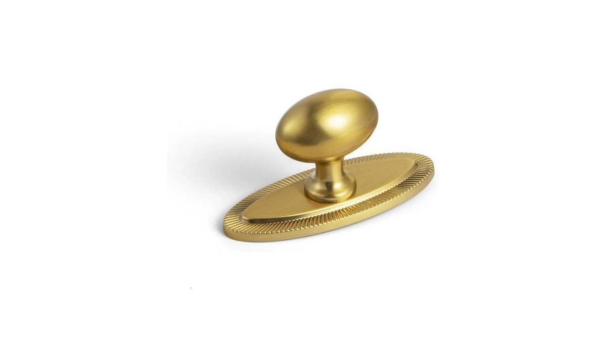 Goo-ki Brushed Gold Cabinet Knobs（ellipsoid） With Backplate(oval Shape),zinc Alloy Cabinet
