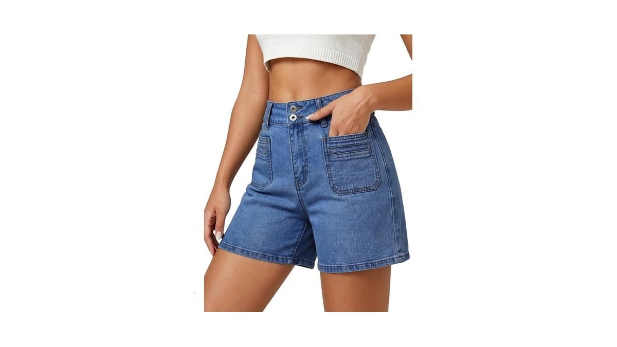 Emmiol Jean Shorts Womens High Waisted Straight Leg Denim Shorts