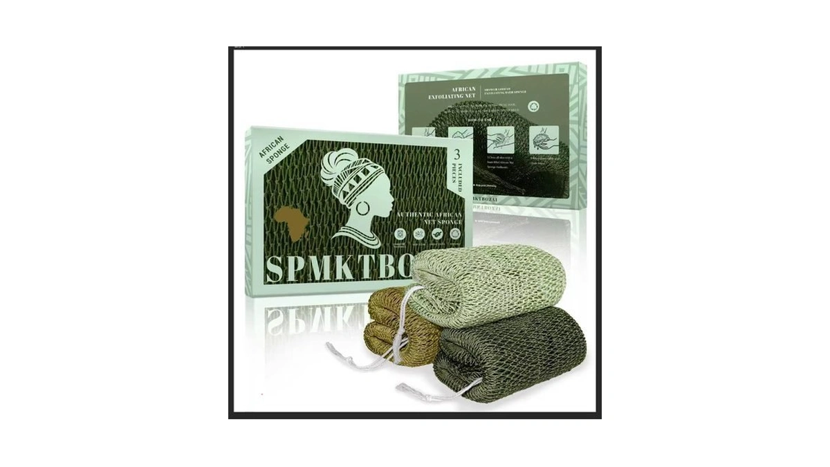 Spmktbozai 3 Pack African Net Sponge Authentic, Exfoliating Body Scrubber