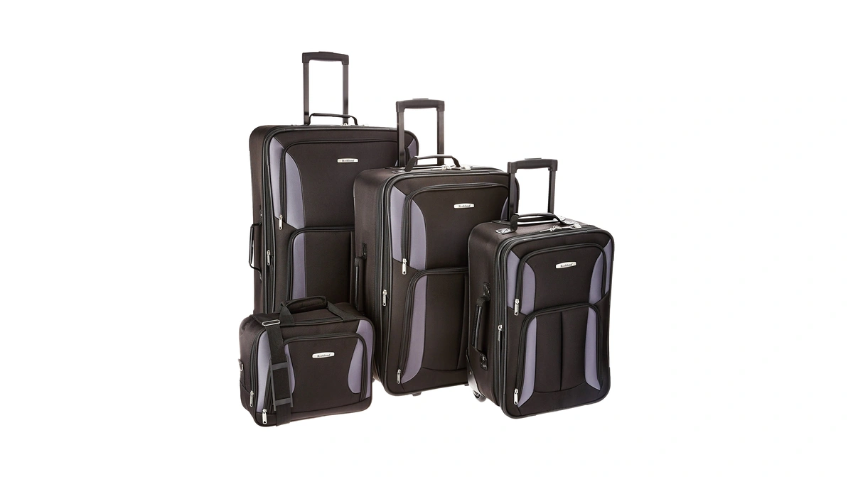 Rockland Fashion Softside 4 Piece Luggage Set, Expandable, (14" Tote/19"/24"/28"),
