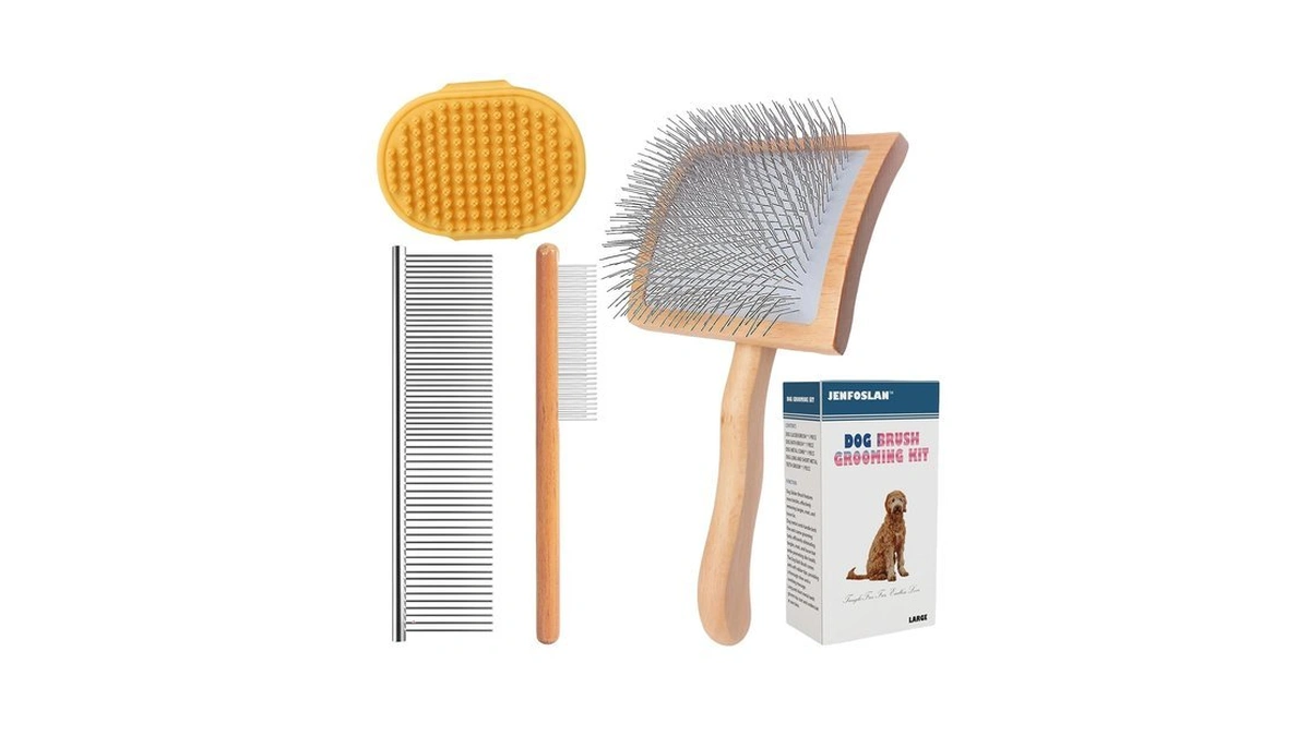 Jenfoslan Slicker Brush For Long Haired Dogs & Curly-coated Doodle