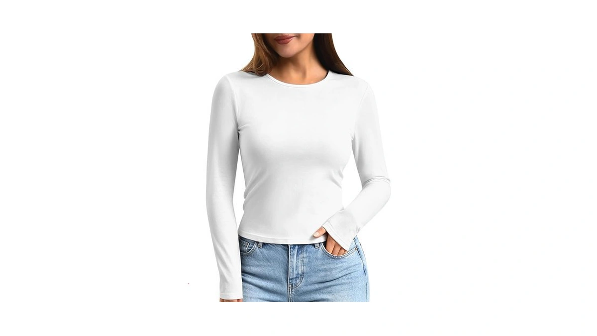 Ipletix Long Sleeve Shirts For Women, Crewneck Slim Fit Tops