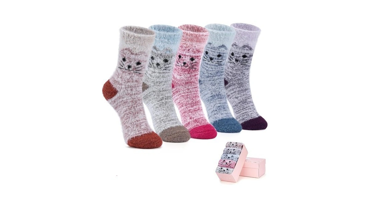 Iceivy 5 Pair Comfy Fuzzy Warm Winter Cozy Socks Birthday