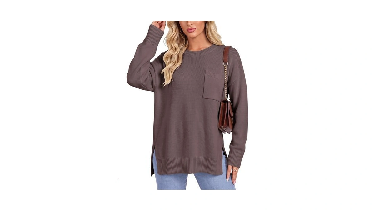 Sunnymelody Womens Oversized Crew Neck Knit Fall Trendy Pullover Sweaters