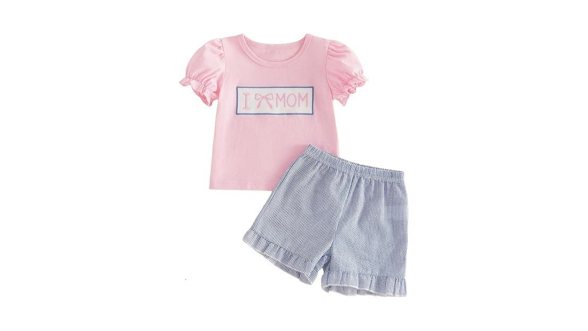 Kupretty Baby Girl Mothers/fathers Day Outfit Toddler Clothes Embroidery Smocked