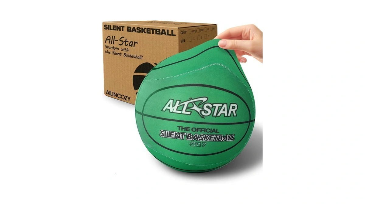 Allincozy Covered Silent Basketball, Fabric Cover Soft Foam Airless Basketball,