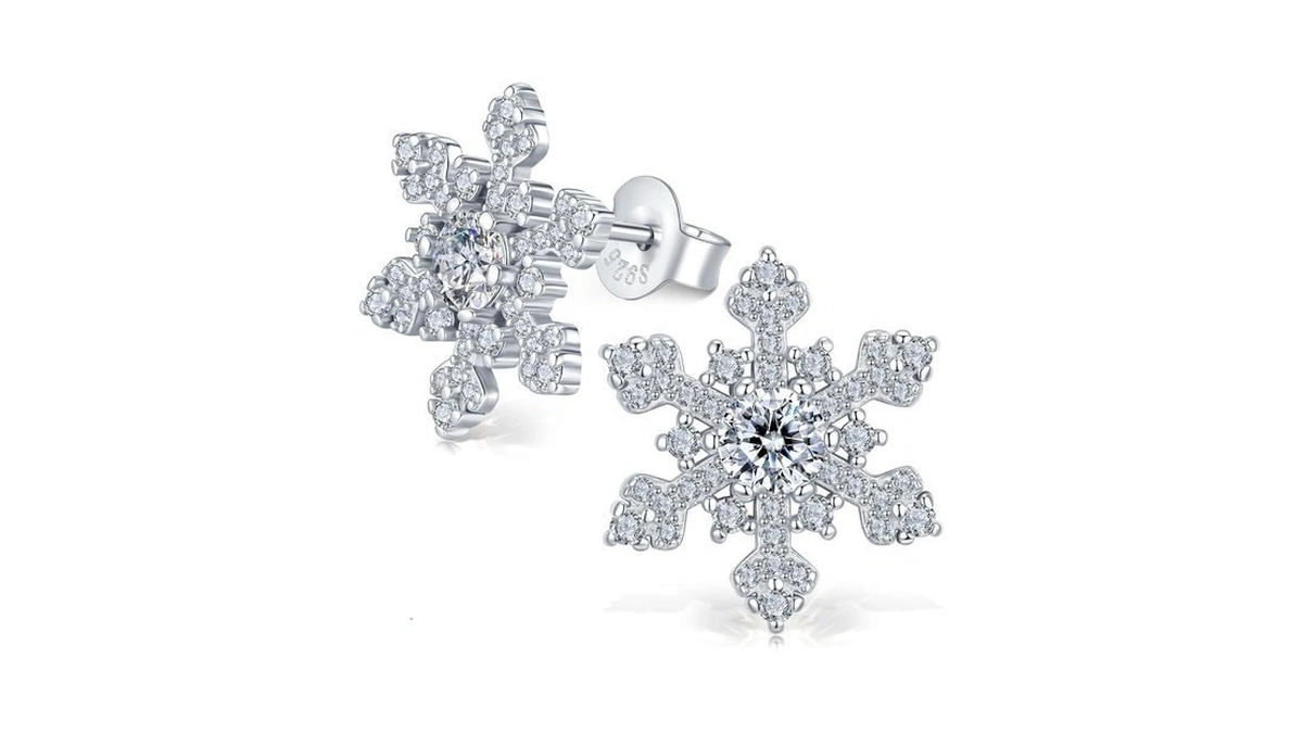 0.5ct Moissanite Snowflake Earrings Brilliant Jewelry For Women D Color