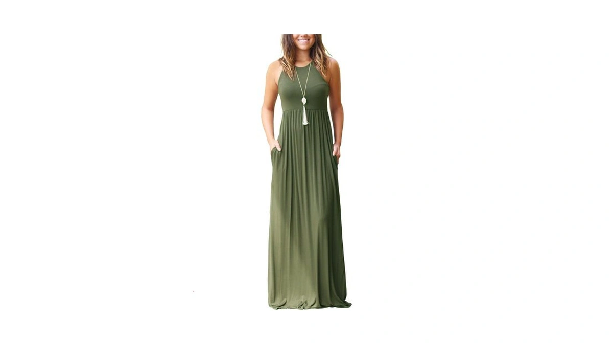 Grecerelle Women's Summer Sleeveless Casual Long Tank Maxi Dress With