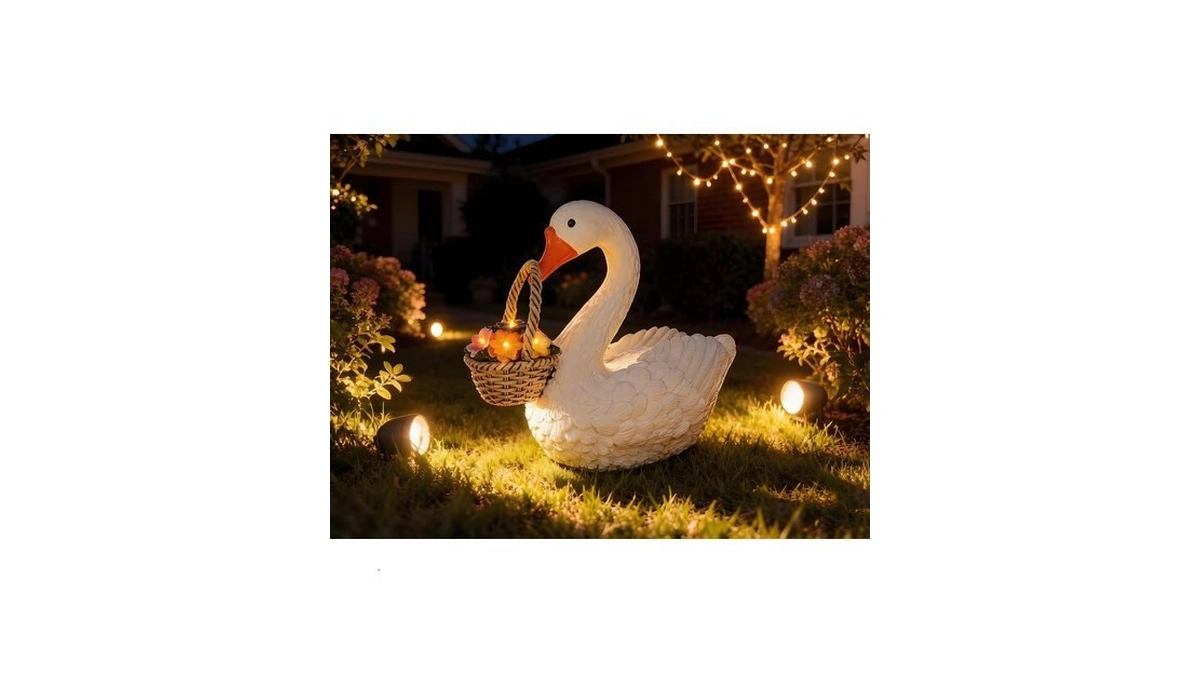Shinesorc 8 Inch Porch Silly Baby Goose Resin Statue Outdoor